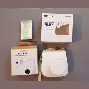 White Fujifilm Instax Mini 8 Camera Case Film Set